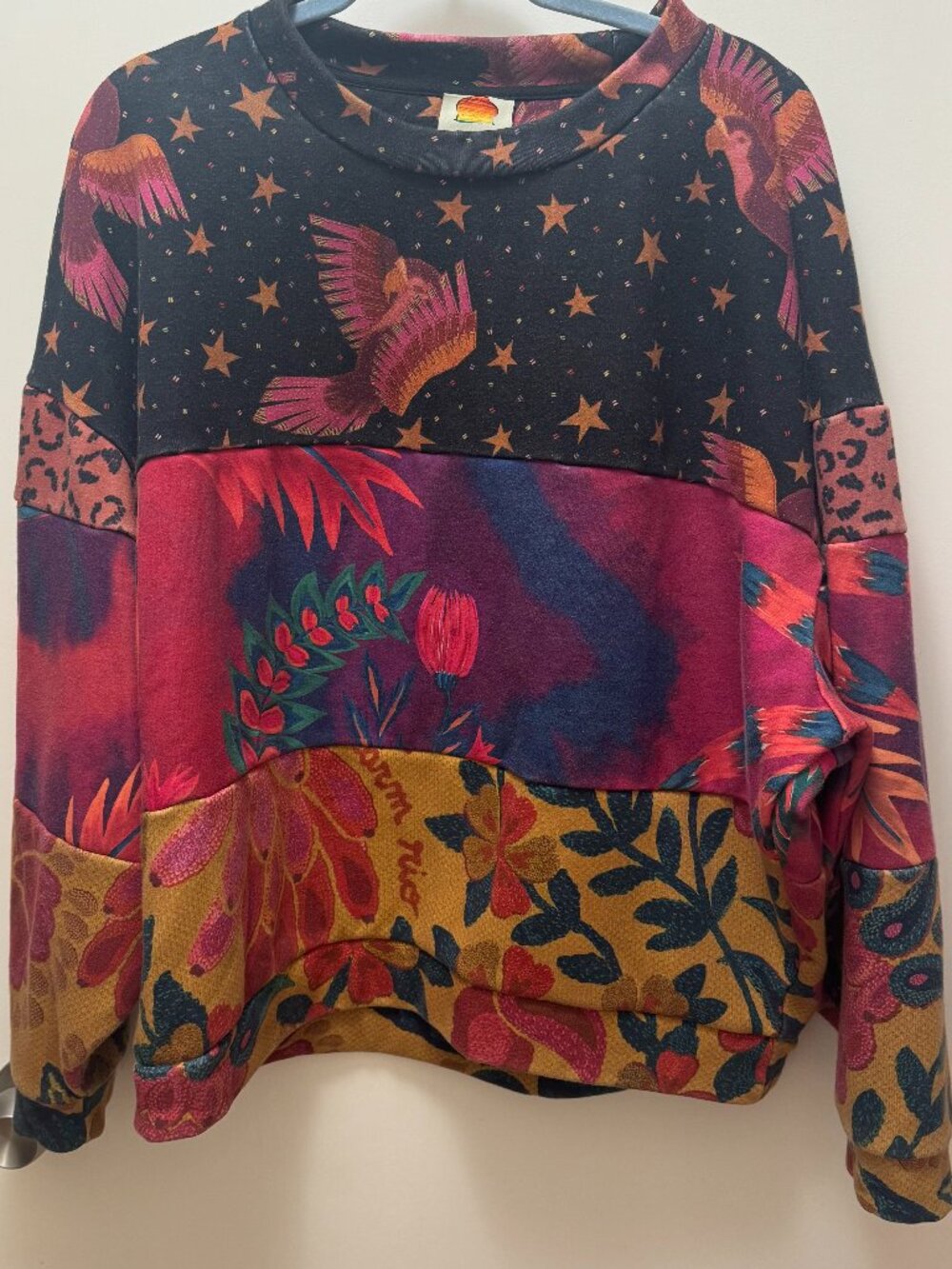 Farm Rio Mixed Print Tunic Sweatshirt Sz L - Picture 3 of 11